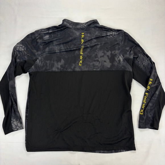 Huk Fishing Performance Quarter Zip Long‎ Sleeve Shirt Mens XXL Black Camo - Picture 4 of 6